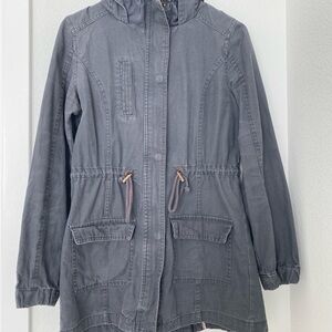 Women's Grayish Navy Hooded Jacket
